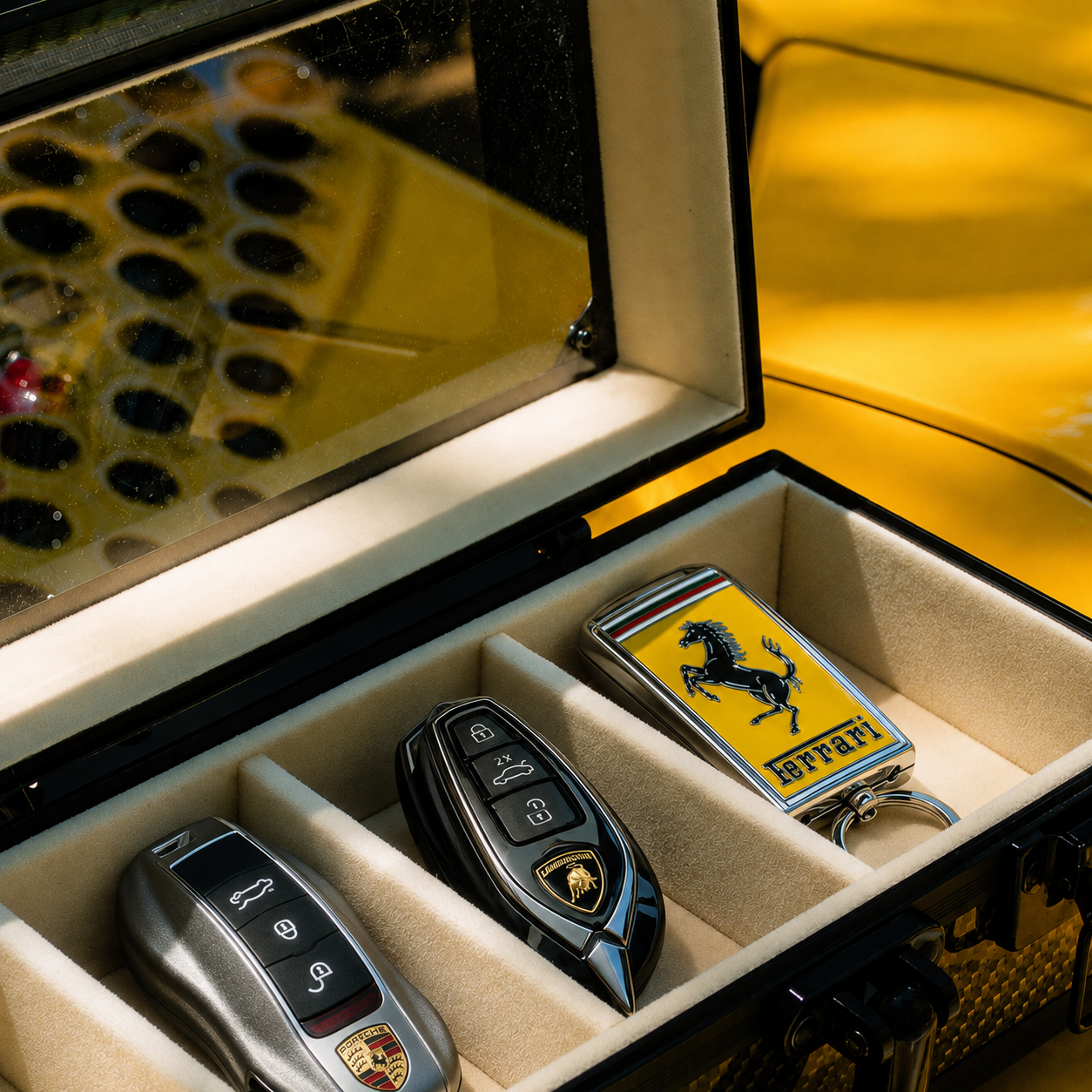 Carbon Fiber Key Box, Suede Lined · Eau Rouge