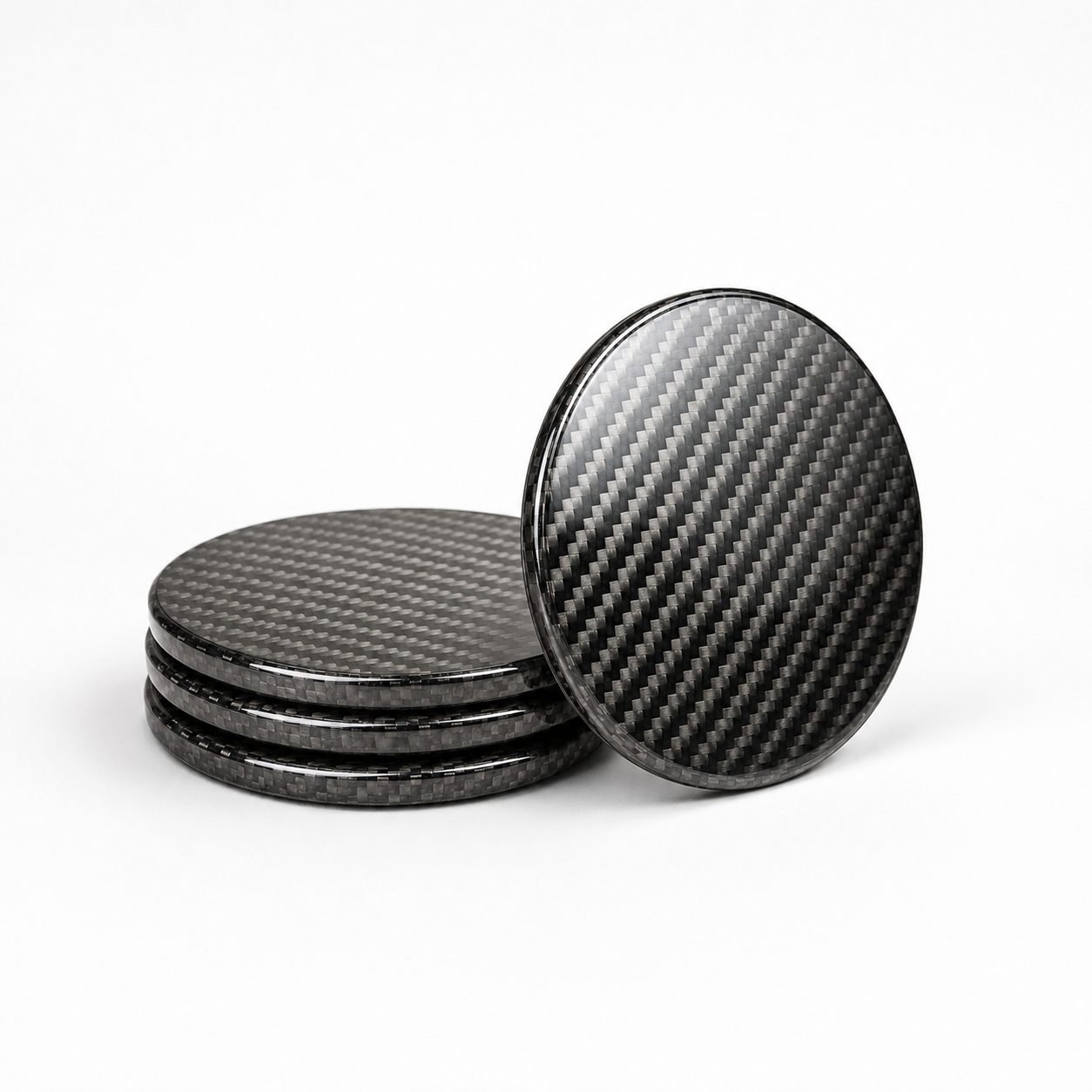 Woven Carbon Fiber Coaster Set of 4 · Parabolica