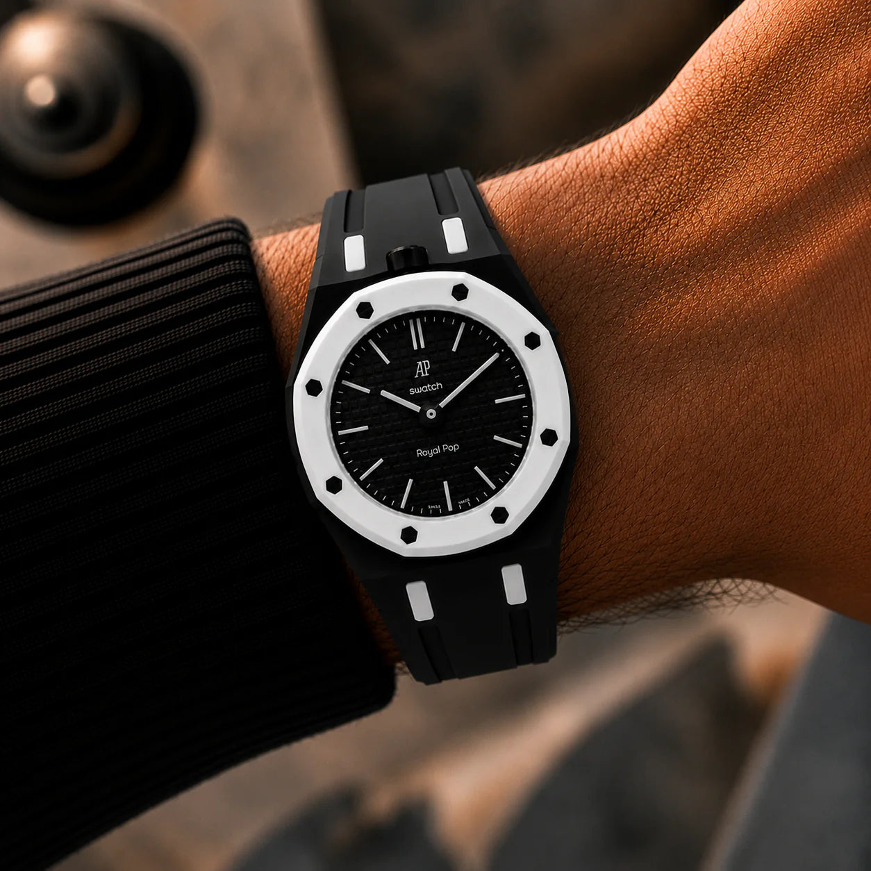 Rubber Strap & Case For AP x Swatch Royal Pop - Ocho Negro